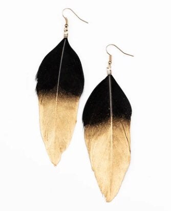 Fleek Feathers Earrings - Black - Pretykimsbling